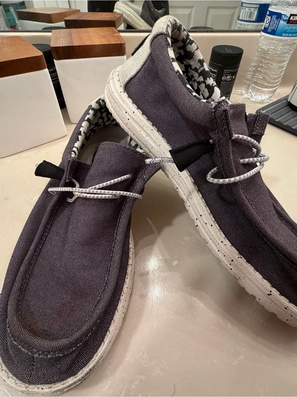 Hey Dude Men's Slip-On Canvas Loafers in Charcoal with White Sole